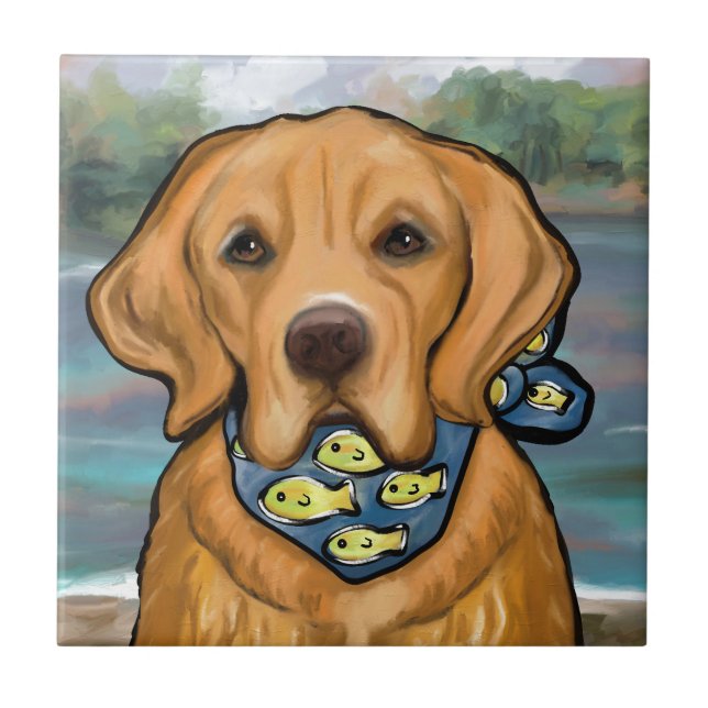 Azulejo De Cerâmica Retriever Dourado (Frente)