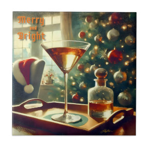 Azulejo De Cerâmica Retro 50 Manhattan Martini Para Papais noeis