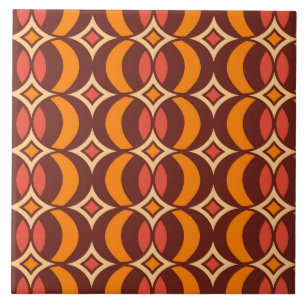 Azulejo De Cerâmica Retro 70s - Padrão Geométrico Global no outono