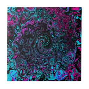 Azulejo De Cerâmica Retro Aqua Magenta e Abstrato preto