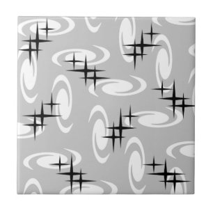 Azulejo De Cerâmica Retro Atomic Agirls Estrelas Cinzas de luz padrão