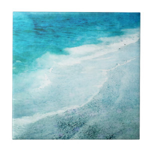 Azulejo De Cerâmica Retro Beach - Coaster Ocean Teal Blue Watercolor