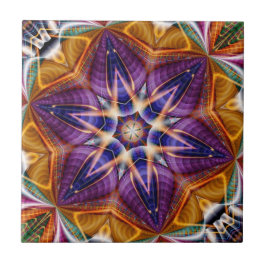 Azulejo De Cerâmica Retro Boho Bohemian Hippie Trippy Rosette Mandala