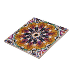 Azulejo De Cerâmica Retro Boho Bohemian Hippie Trippy Rosette Mandala
