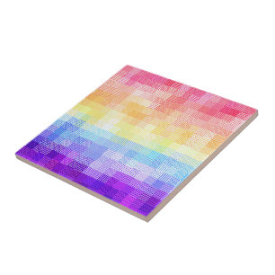 Azulejo De Cerâmica Retro Boho Funky Excêntrico Xenogênero Xadrez Orgu