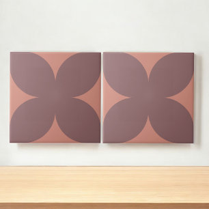 Azulejo De Cerâmica Retro Borgonha Terracotta Meio século Petal Floral