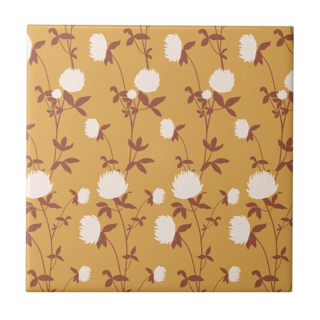 Azulejo De Cerâmica Retro Botanical Meadow Clover | Retro Nostalgia  (Frente)