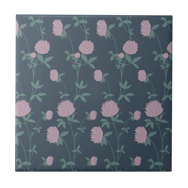Azulejo De Cerâmica Retro Botanical Meadow Clover | Twilight Meadow (Frente)