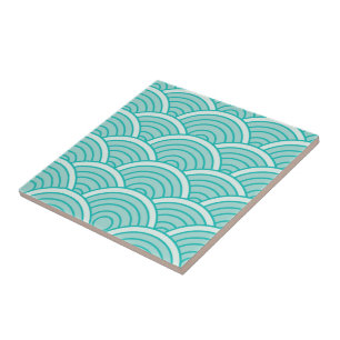 Azulejo De Cerâmica retro, clássico, padrão, teal, vintage, onda