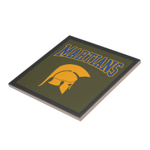 Azulejo De Cerâmica Retro College Blue Orange Martians Esporte