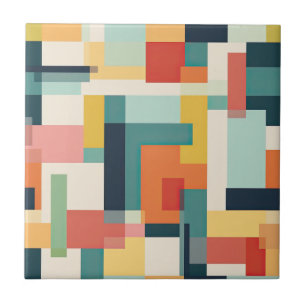 Azulejo De Cerâmica Retro Color Blocks Meio século Geométrico Moderno