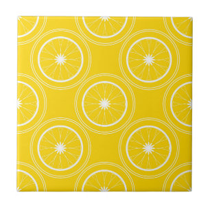 Azulejo De Cerâmica Retro de limão amarelo-abstrato