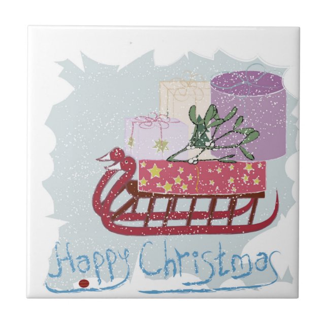 Azulejo De Cerâmica Retrô. Feliz Natal! (Frente)