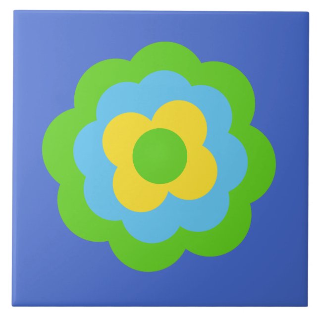 Azulejo De Cerâmica Retro Flower Flowers Blumen Muster 70er 70ies 70s (Frente)