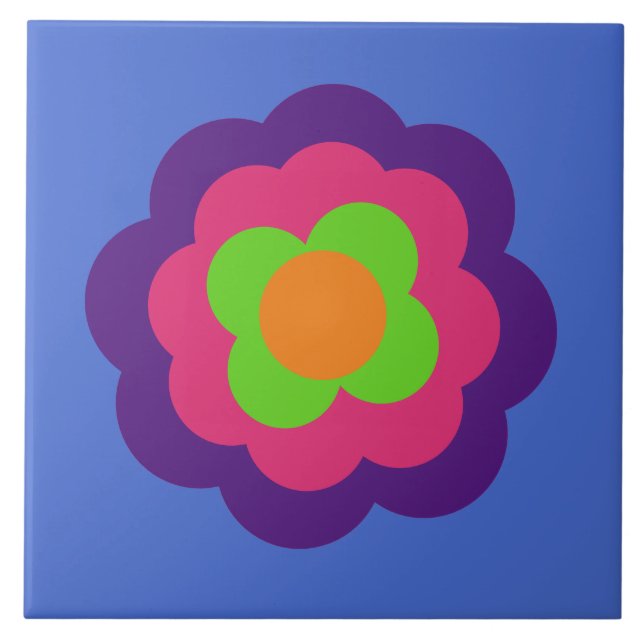 Azulejo De Cerâmica Retro Flower Flowers Blumen Muster 70er 70ies 70s (Frente)