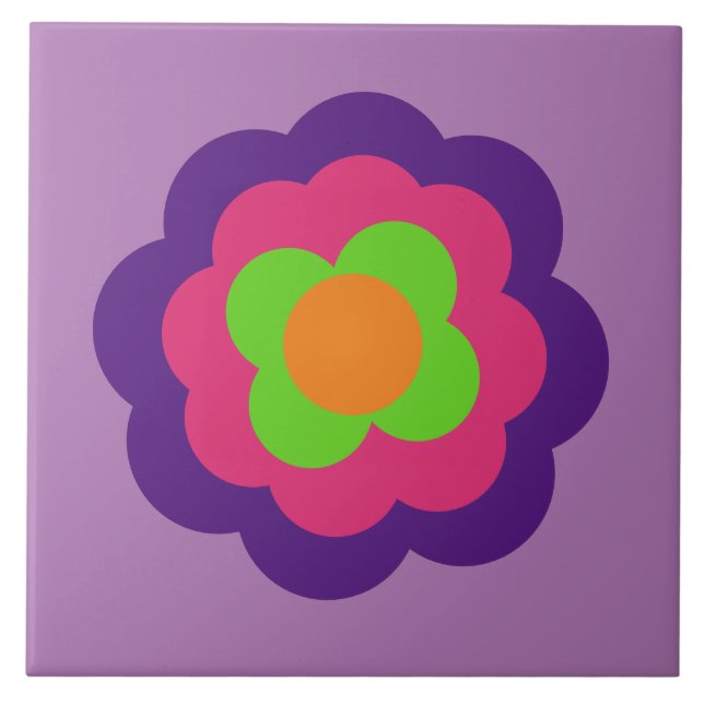 Azulejo De Cerâmica Retro Flower Flowers Blumen Muster 70er 70ies 70s (Frente)