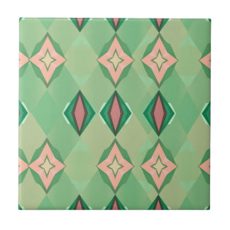 Azulejo De Cerâmica Retro Geometric Pattern Green Pink Diamond Star