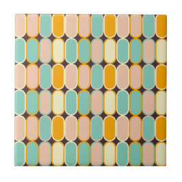 Azulejo De Cerâmica Retro geometric pattern with vertical ovals