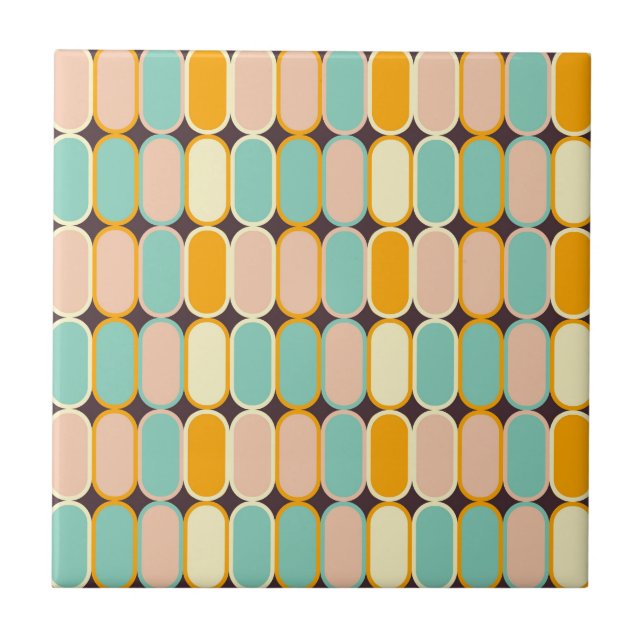 Azulejo De Cerâmica Retro geometric pattern with vertical ovals (Frente)