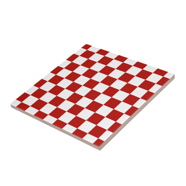 Azulejo De Cerâmica Retro geométrico branco-vermelho-quadrado (Lateral)
