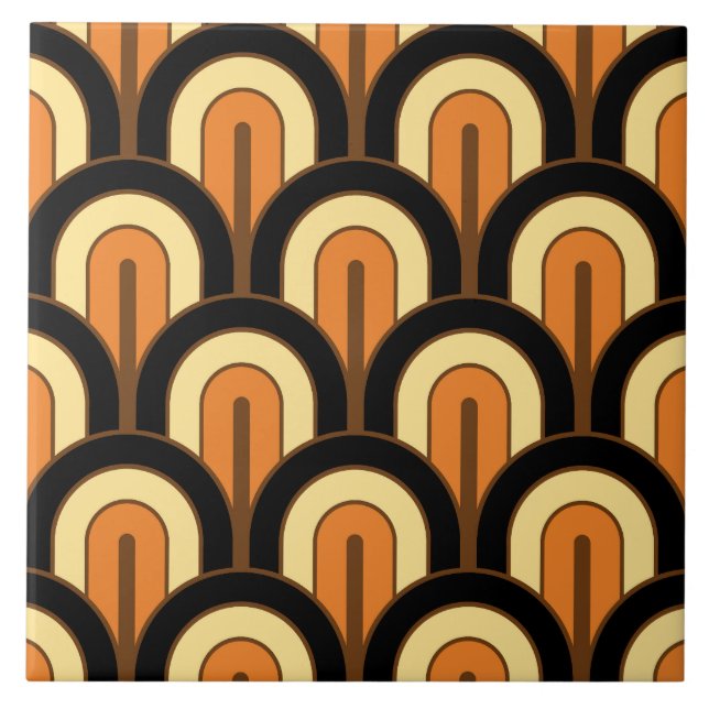 Azulejo De Cerâmica Retro Gradated Geometric Fan Pattern (Frente)