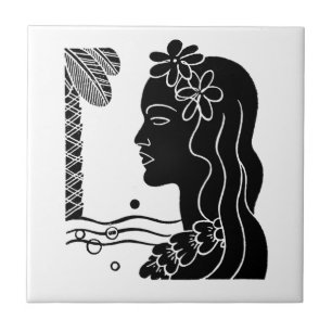Azulejo De Cerâmica Retro Havaiana Hula Girl