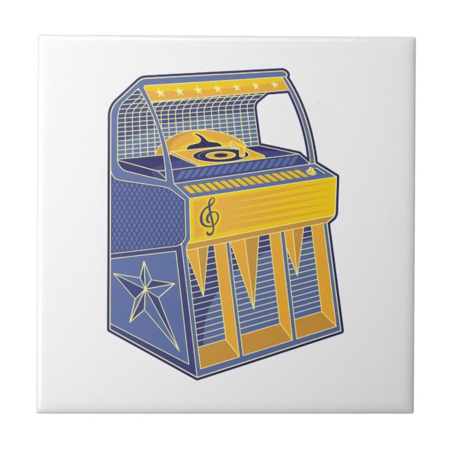 Azulejo De Cerâmica Retro Jukebox (Frente)
