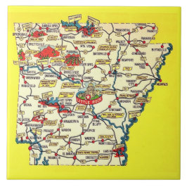 Azulejo De Cerâmica Retro Map of  Arkansas Ceramic Tile