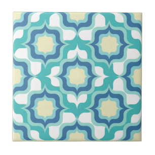 Azulejo De Cerâmica Retro Mediterrâneo Azul Branco Bege
