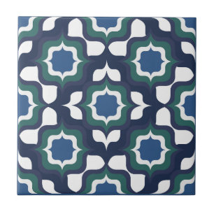 Azulejo De Cerâmica Retro Mediterrâneo Azul Marinho Branco