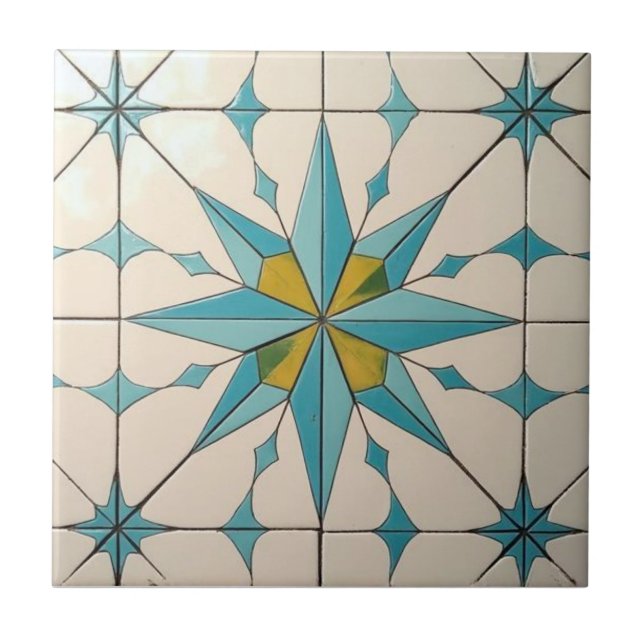 Azulejo De Cerâmica Retro Mid Century Modern Atomic Geometric Pattern (Frente)