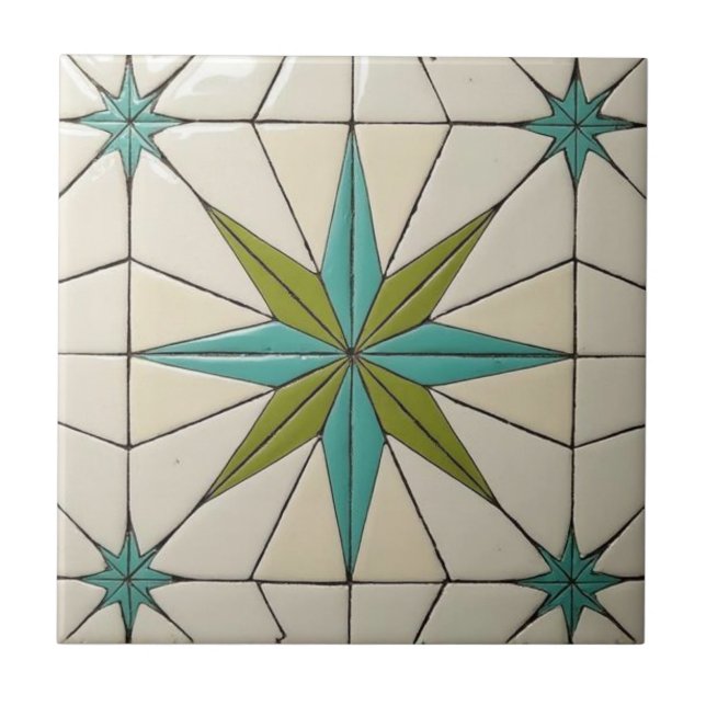 Azulejo De Cerâmica Retro Mid Century Modern Atomic Geometric Pattern (Frente)