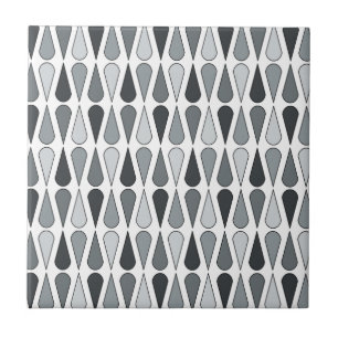 Azulejo De Cerâmica Retro Midcentury Teardrops Gray