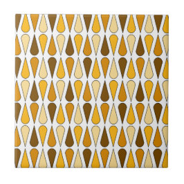 Azulejo De Cerâmica Retro Midcentury Teardrops Ochre