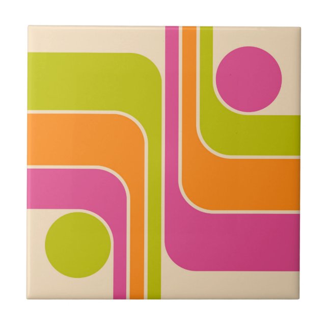 Azulejo De Cerâmica Retro Mod Geometric Design (Frente)