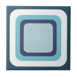 Azulejo De Cerâmica Retro Quadrado Azul Marinho Branco