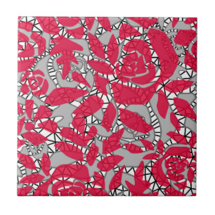 Azulejo De Cerâmica Retro romântico de abstrato sem costura, vermelho