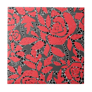 Azulejo De Cerâmica Retro romântico de abstrato sem costura, vermelho 