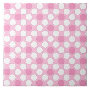Azulejo De Cerâmica Retro rosa branco do Bolinhas