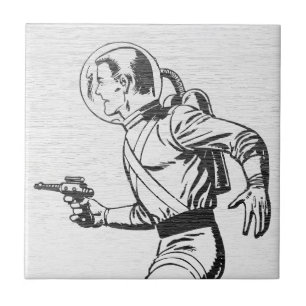 Azulejo De Cerâmica Retro Sci-Fi Astronauta