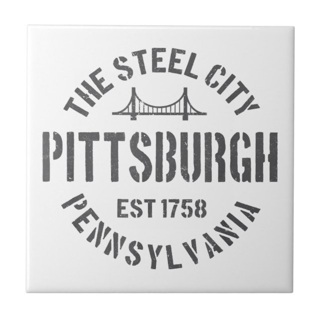 Azulejo De Cerâmica Retro Steel City Pittsburgh Pensilvânia Yinz (Frente)