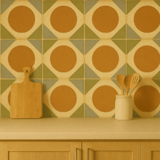 Azulejo De Cerâmica Retro Sunburst Tile – Warm Geometric Design