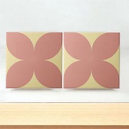 Azulejo De Cerâmica Retro Terracotta Meio século Petal Floral Amarelo