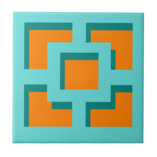 Azulejo de cerâmica Retro Turquoise e Orange Trel