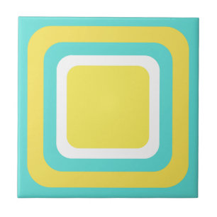 Azulejo De Cerâmica Retro Verde Água Amarelo Branco