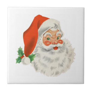 Azulejo De Cerâmica Retro Vintage Jolly Papai Noel Natal