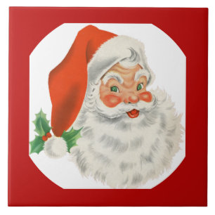 Azulejo De Cerâmica Retro Vintage Jolly Papai Noel Natal