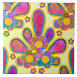 Azulejo De Cerâmica Retrorcoloração Por Aquarela Decadente Ploomf Ress