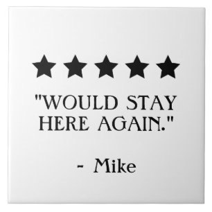 Azulejo De Cerâmica Revisão engraçada 5 estrelas Ficaria aqui novament