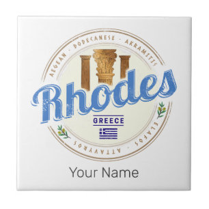 Azulejo De Cerâmica Rhodes Grécia Vintage Island Aegean Souvenir